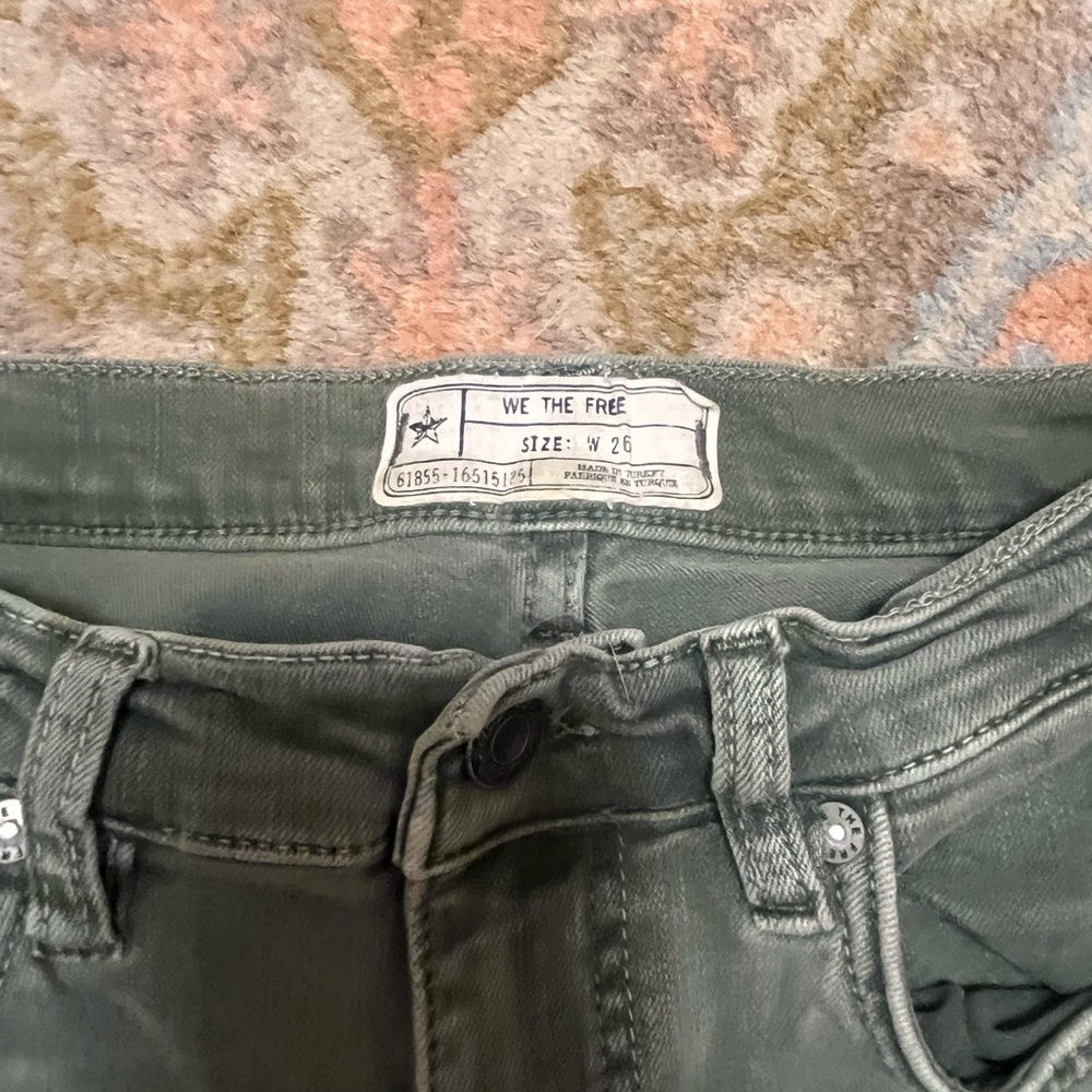 We The Free High-Rise Distressed Ankle Jeans in Olive - Picture 3 of 11